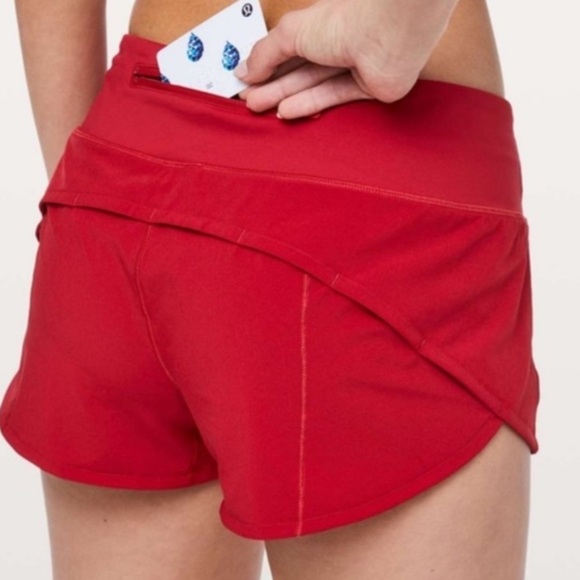 Lululemon shorts Red Speed Up 2.5 NEW size 12 lined running - Picture 2 of 8